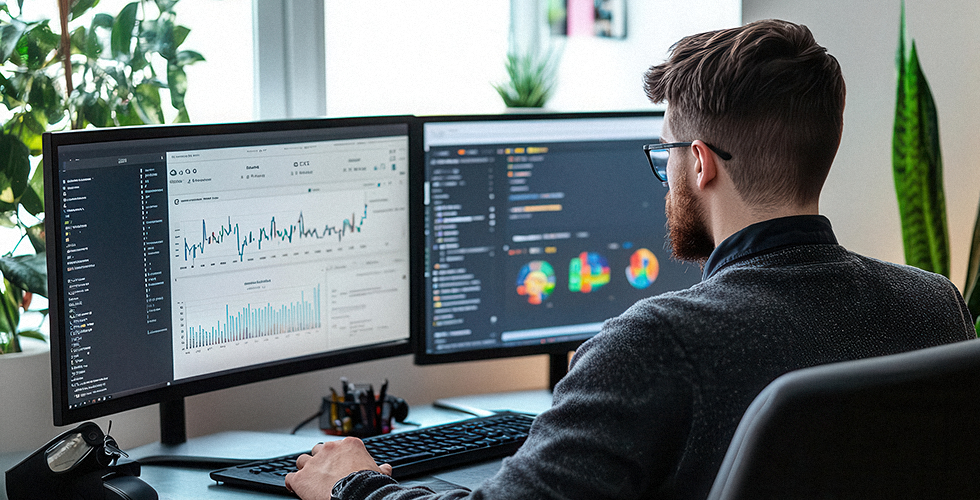 mann-schaut-online-analyse-auf-monitoren-an